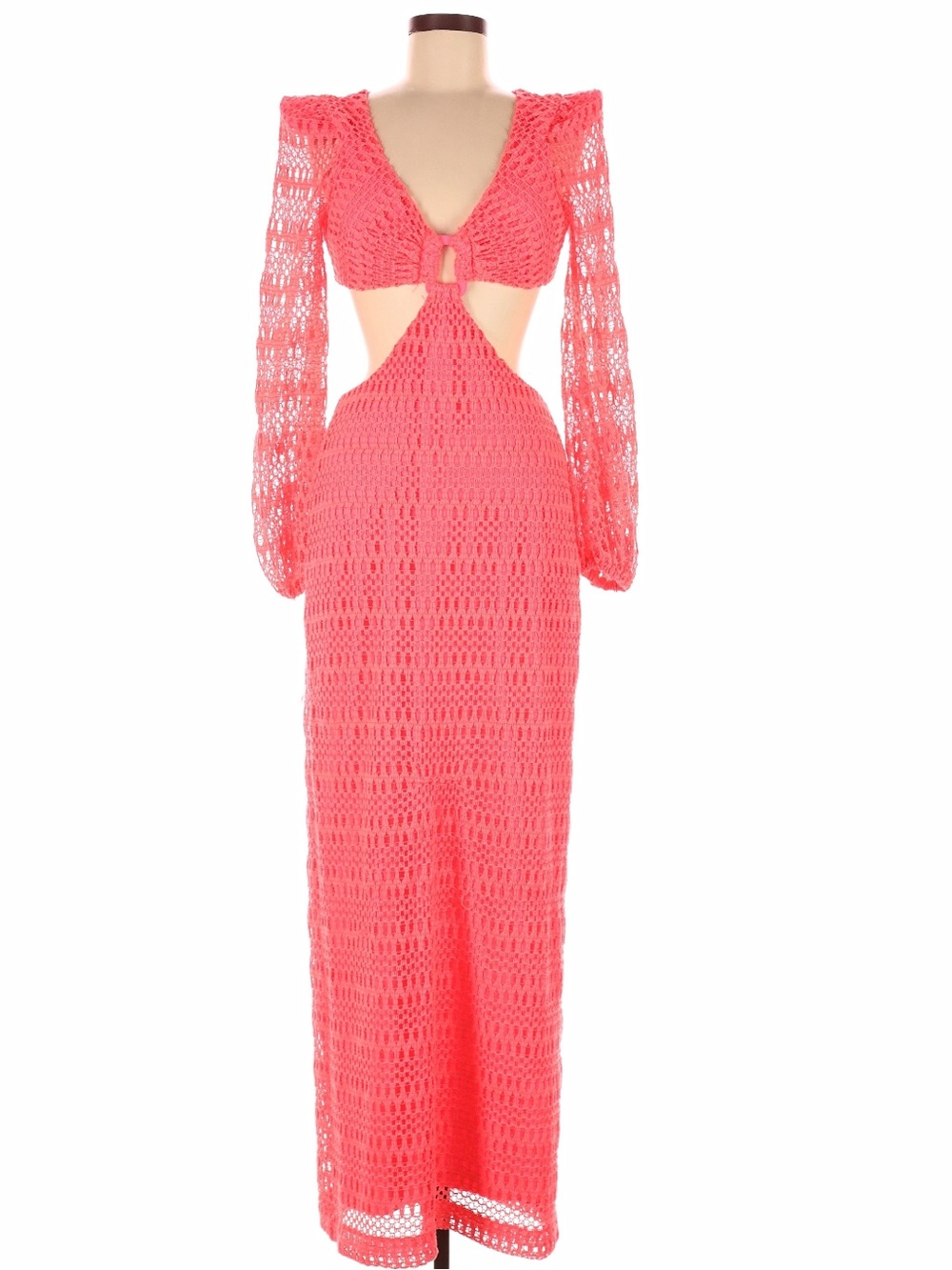 PatBO Resort Crochet Cutout Maxi Dress Coral Size 6 - Picture 3 of 11